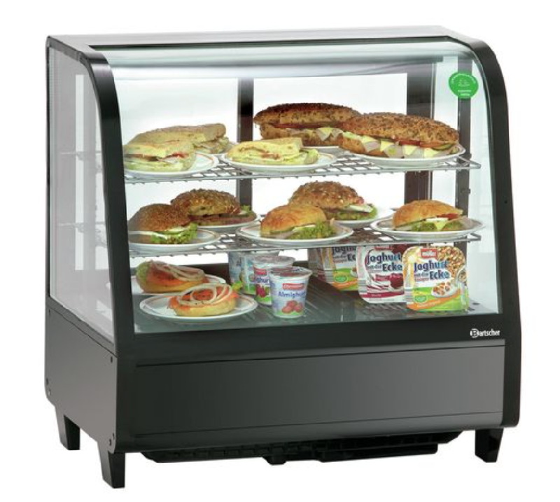 Vitrine réfrigérée 100 litres - acier chromé et plastique - portes coulissantes - éclairage LED - refroidissement par air forcé_0