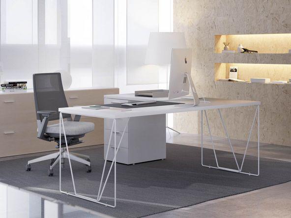 Bureau droit professionnel Let's Work - individuel avec retour et caisson 4 tiroirs - dimensions 120/140/160/180 x 80 cm_0
