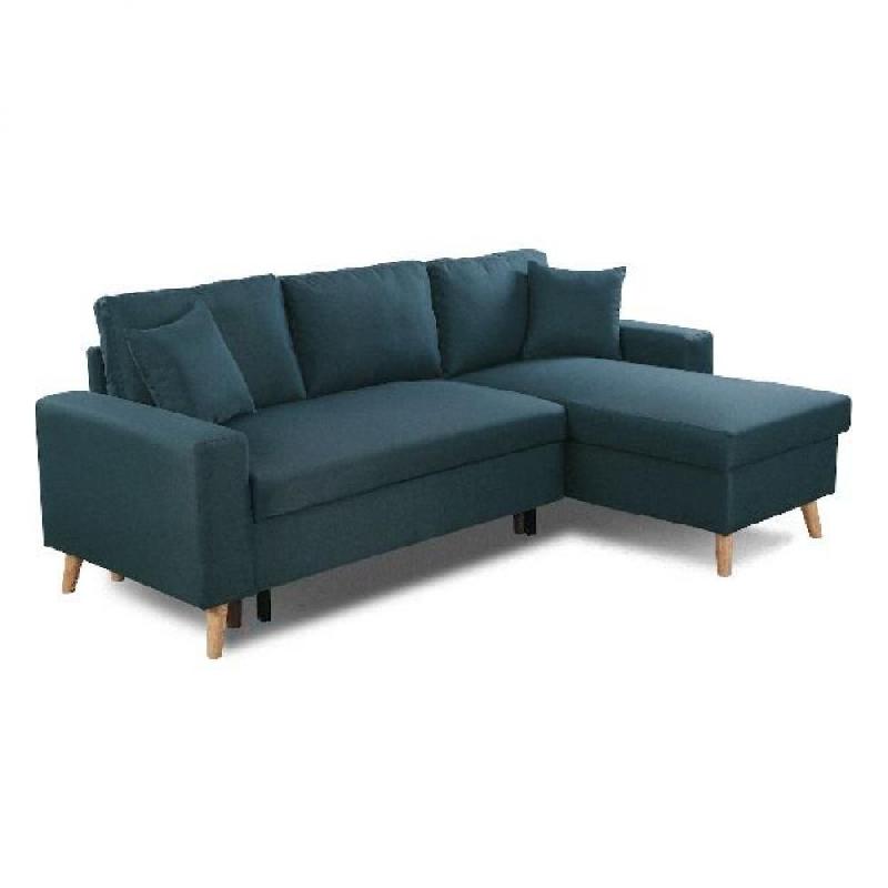 Canapé d'angle réversible convertible ARKO vert foncé avec coffre de rangement et coussins d'appoint_0