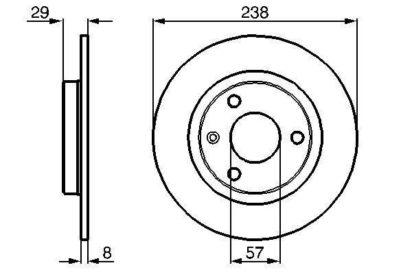 Disque de frein Bosch 0986478246 - boîte de 2 disques pleins - 3 trous - épaisseur 8 mm - côté avant_0