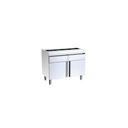 Meuble sans plan de travail avec portes battantes et tiroirs - Profondeur 600mm - Distform - Acier inoxydable - l80-L-P60-h85 - 698142355340_0