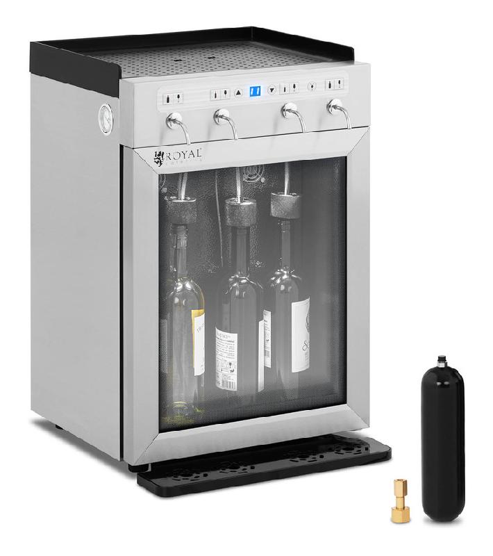 ROYAL CATERING - DISTRIBUTEUR DE VIN AU VERRE CAVE À VIN MINI FRIGO MINIBAR INOX LED 4 BOUTEILLES - NOIR, ARGENT, VERT