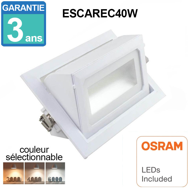 Eclairage vitrine orientable - 40w osram chip - réf escarec40w_0