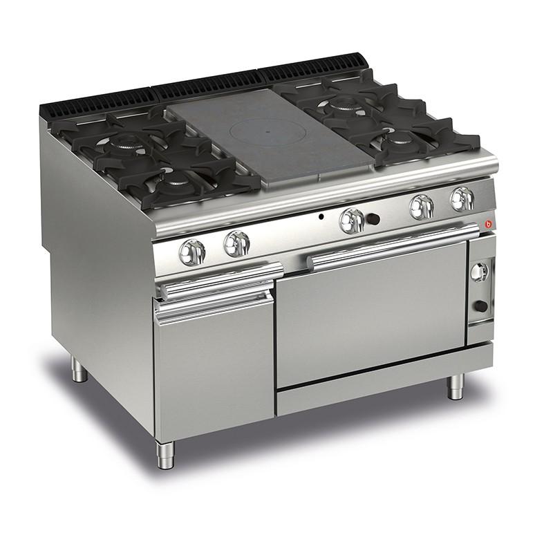 Fourneau - 4 feux vifs gaz sur four gaz + placard neutre - 90QTPMFG121 - 23,2KW - largeur 800mm_0