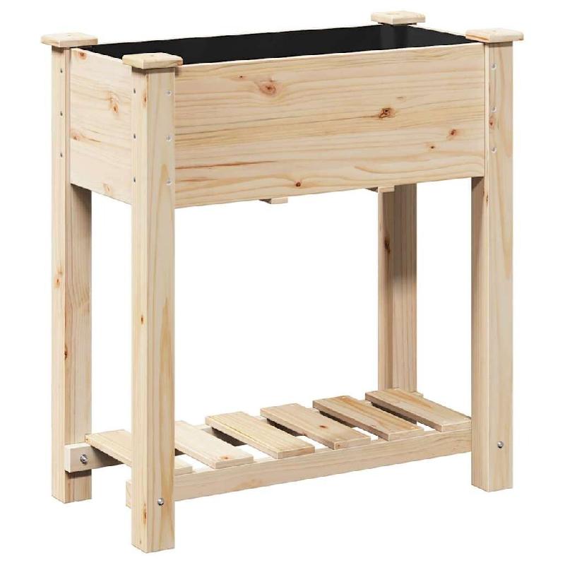 Helloshop26 - Cache-pot de jardin moderne avec étagère 71 x 37 x 76 cm durable style épuré en bois beige 02_0058838 - beige Bois massif 3000240804274_0