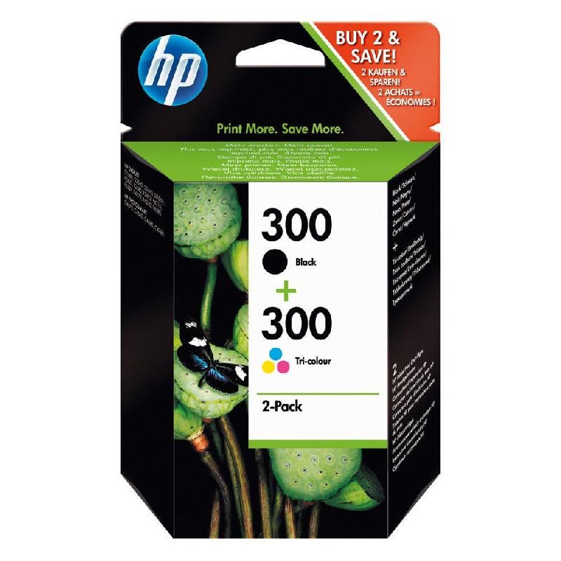 HEWLETT PACKARD CARTOUCHE D'ENCRE 300 (CN637EE) - PACK DE 2 - COULEUR: NOIR, TRICOLORE (LOT DE 2 CARTOUCHES)