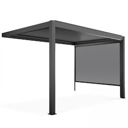 Oviala Business Pergola bioclimatique adossée 3x4m et 1 Store 2,66 x 2,34 m - gris aluminium 109343_0