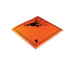 Plaque-étiquette de danger ADR classe 1 - 30×30 cm - vinyle avec colle renforcée - Référence 46313_0