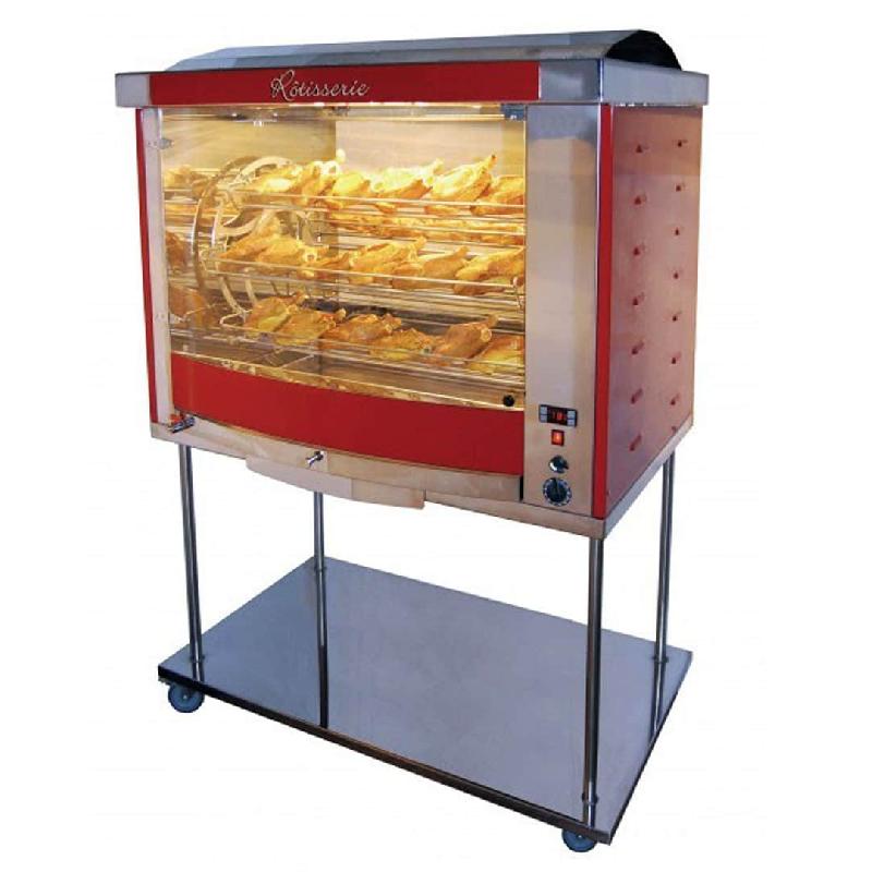 Rôtissoire professionnelle à balancelle FUSION 7 - châssis inox à roulettes - Rouge - Réf FUSION7Chassis-3003-rg-12_0