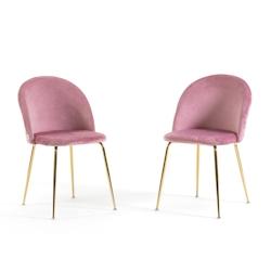 RATTATAN Lot de 2 chaises en velours avec pieds en métal, design élégant pour cuisine, salle à manger, bar ou restaurant – Sara – Rose/Or - ro_0
