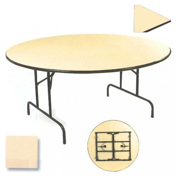 Table ronde pliante pour intérieur - Pratique et solide - Plateau sable - Marque Rolléco_0