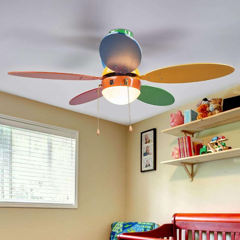 LINDBY VENTILATEUR DE PLAFOND COLORÉ CORINNA AVEC LUMIÈRE