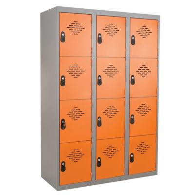 Vestiaires Multicases monoblocs 3 colonnes 4 cases gris / orange_0