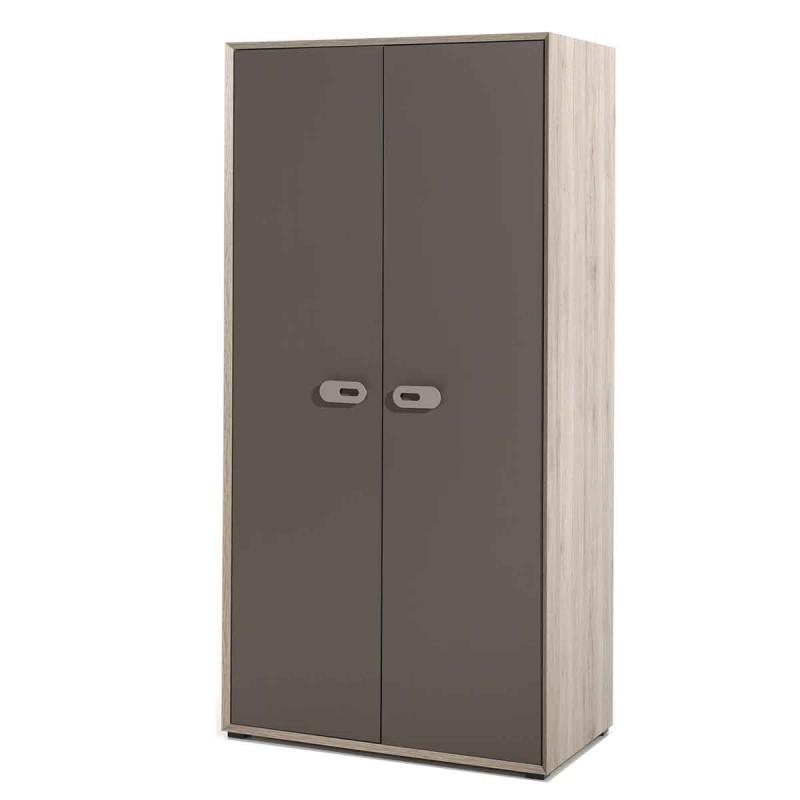 Armoire 2 portes Emiel 196cm naturel - Paris Prix - étagères spacieuses & barre penderie_0