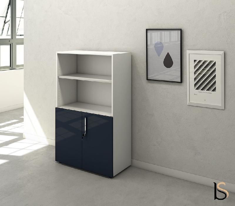 Armoire mi-haute mixte à portes battantes Luxury- Ofitres - Bleu_0