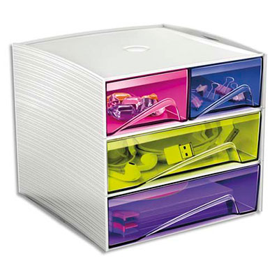 BLOC DE RANGEMENT 4 COMPARTIMENTS CEP - COLORIS BLANC/ASSORTIS