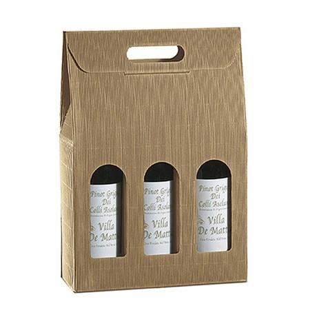 BOÎTE CARTON 3 BOUTEILLES 27X9X34 CM KRAFT NATUREL (VENDU PAR 30)