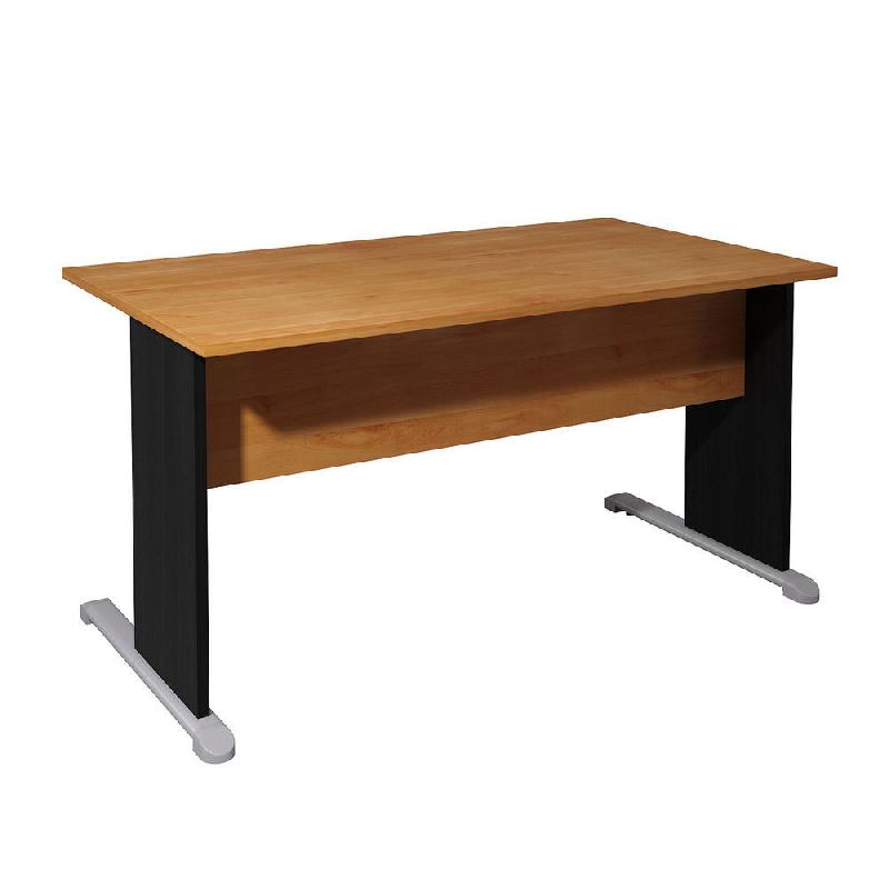BUREAU DROIT PRONTO BOIS - L.140 X P.80 CM - PLATEAU AULNE - PIEDS L NOIR
