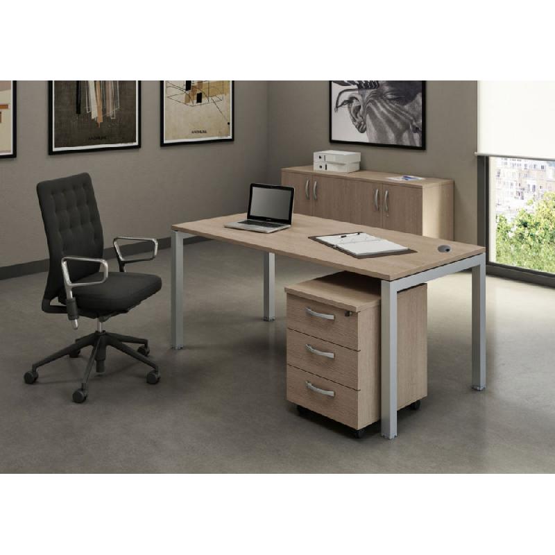 BUREAU EMINENCE 180 X 80 CM  PLATEAU CHENE PIETEMENT ARCHE ALUMINIUM