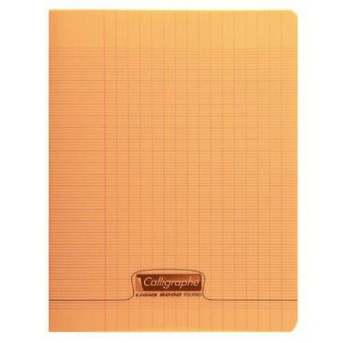 Calligraphe Lot de 3 Cahier Ligne 8000 17x22, 192p./96 feuilles 90 g/m² piquées, couv. PP orange, Séyès - 3210330183480_0