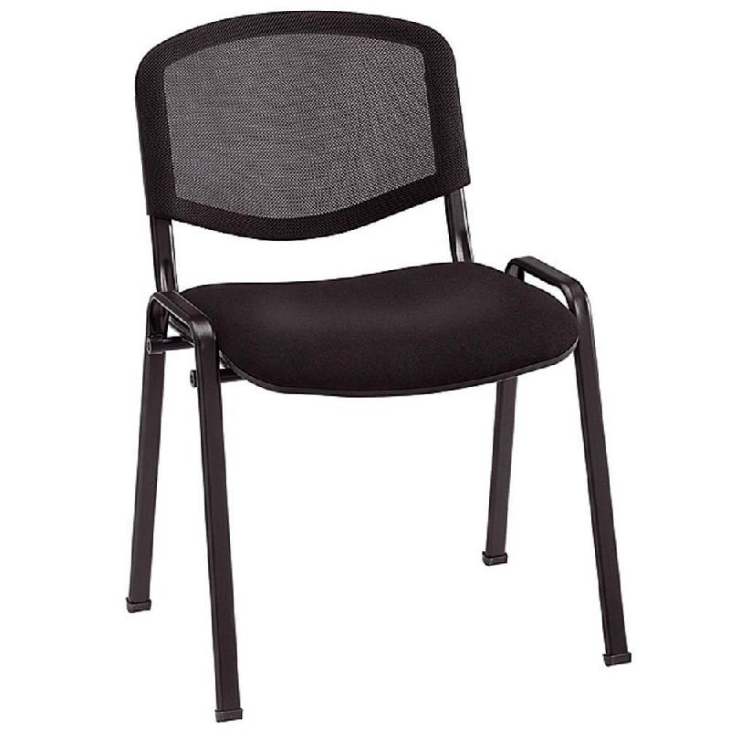 CHAISE DE REUNION & VISITEUR FIRST - MAILLE FILET - NOIR - PIEDS NOIRS - LOT DE 4
