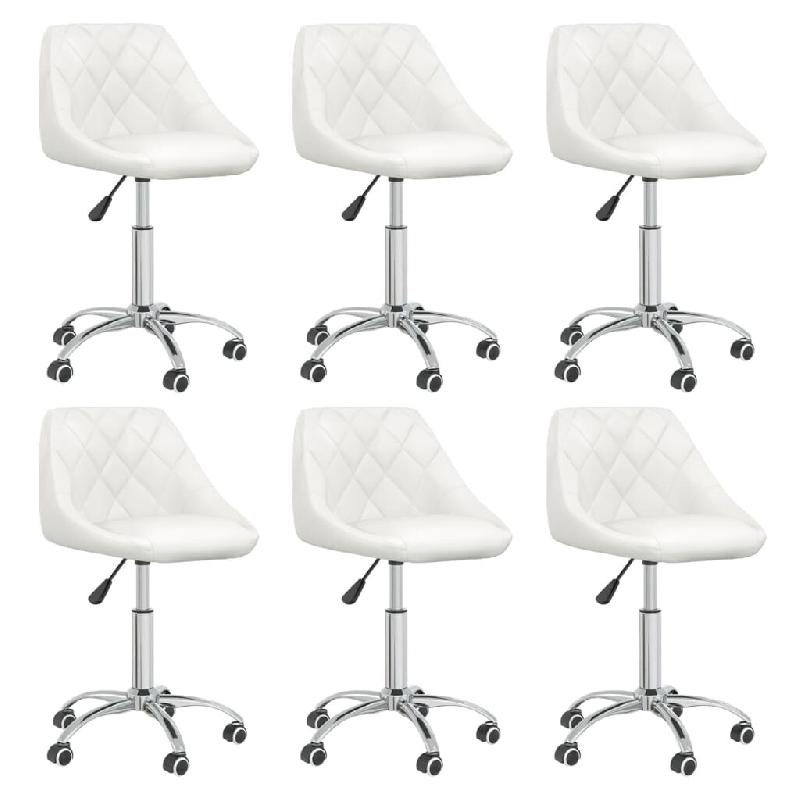 Chaises pivotantes à manger lot de 6 blanc similicuir Modèle Wister - 3088675_0