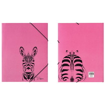 CHEMISE À ÉLASTIQUES 'ZÈBRE', A4, CARTON, ROSE FUCHSIA - LOT DE 6