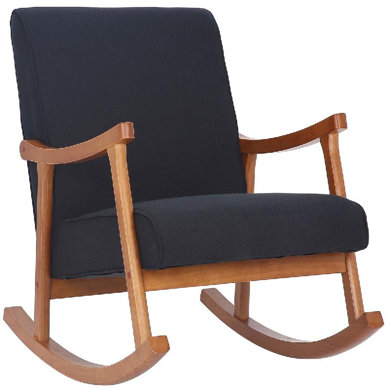 CLP Chaise à bascule Morelia en tissu avec pieds Noyer Noir - noir textile 317574_0