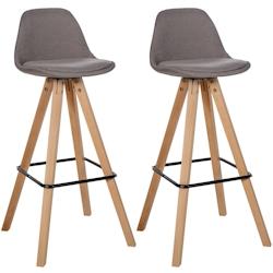 CLP Lot de 2 tabourets de bar Corbin en tissu carré Taupe/Nature - gris textile 327244_0