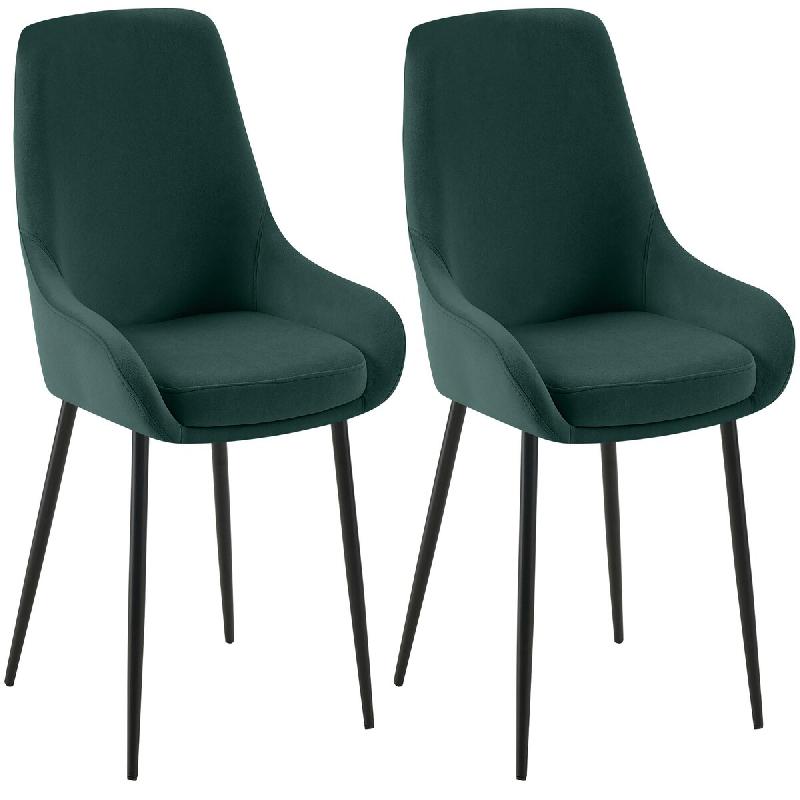 Décoshop26 - Lot de 2 chaises de salle à manger élégance confort design moderne en velours vert structure métallique noir 10_0007436 - 3000266107946_0