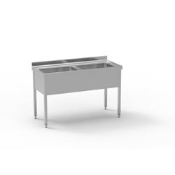 ERATOS Plonge Gamme 600 - Acier inoxydable AISI-304 18/10 - 1400x600x850 - 2 cuves 500x400x250 - FGB-146/20_0