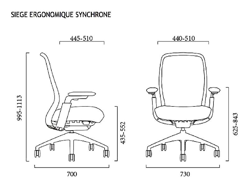 Fauteuil ergonomique synchrone avec accoudoirs iris - avec têtière_0