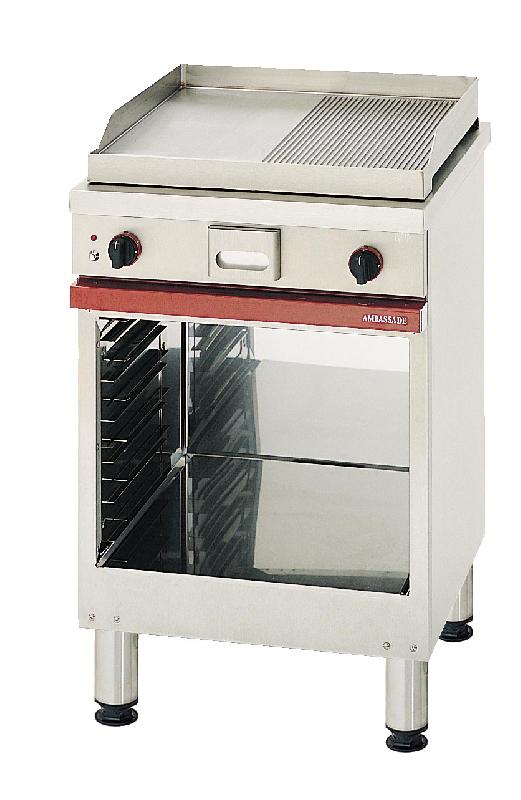 Gril en chrome 1/2 lisse 1/2 nervuré à gaz sur baie libre 600x650x9... - PCMG 610 SLRC_0