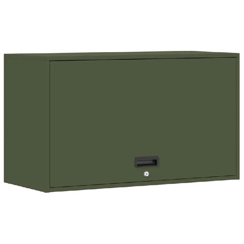 Helloshop26 - Armoire murale chic moderne garage 90 x 40 x 53 cm gain de place design épuré en acier vert olive 02_0052836 - vert Bois massif 300023_0