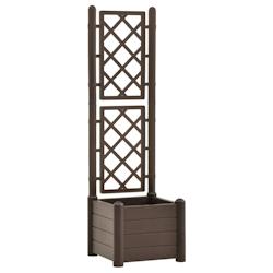 Helloshop26 - Jardinière avec treillis 43 x 43 x 142 cm PP jardin plantes fleurs moka 02_0000814 - 3000071471539_0