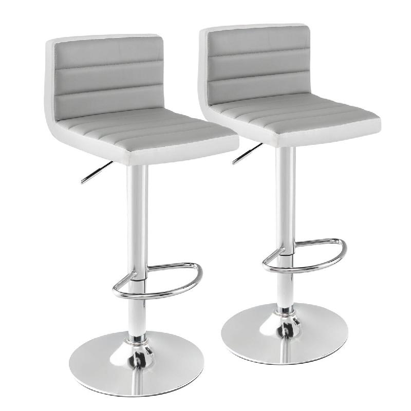 Helloshop26 - Lot de 2 chaises de bar pivotantes réglables 37 x 42 x 82-102 cm confortables avec dossier rembourré design moderne en 20_0012411 - gr_0