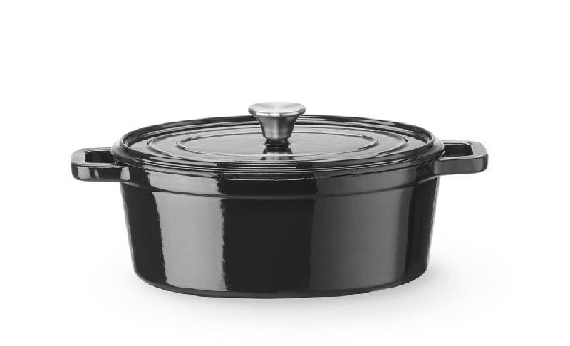 HENDI Cocotte en fonte émaillée, 4,4L, Noir, 365x290x(H)115mm - noir 626887_0