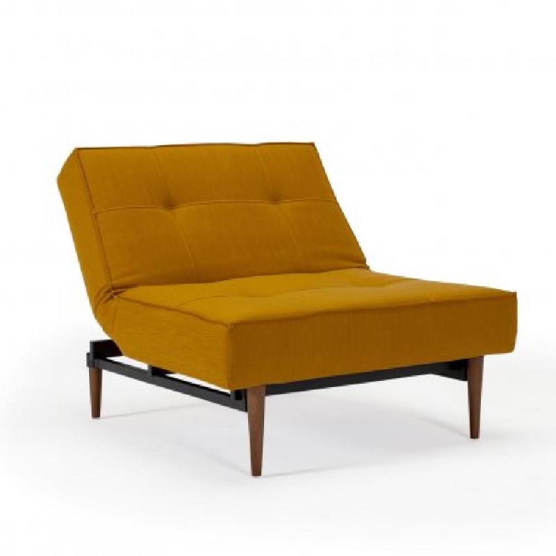 Innovation Living - Fauteuil convertible Splitback Styletto - Lit 90x115 cm - Pieds fuseau noyer - Tissu Elegance Burned Curry_0