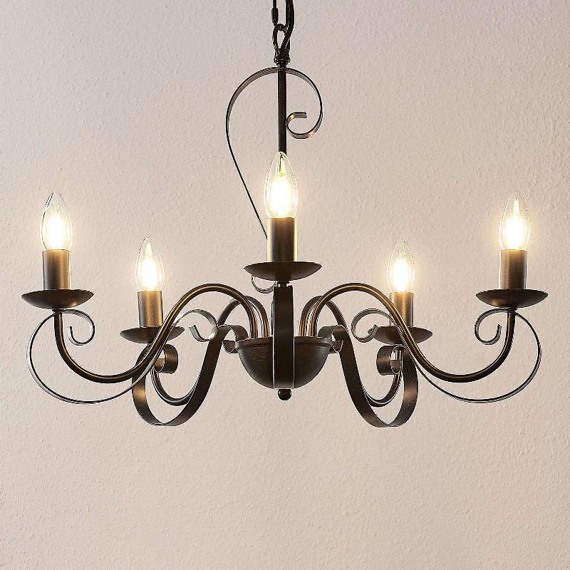 LINDBY SHERVAN LUSTRE À 5 LAMPES, BRUN