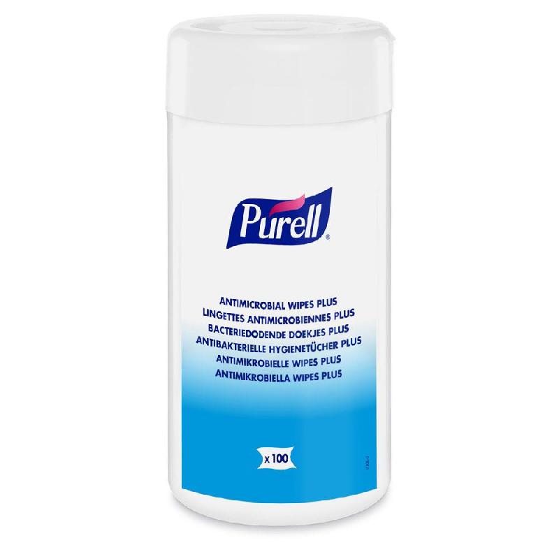 LINGETTE ANTIMICROBIENNE PURELL PLUS - ANTISEPTIQUE POUR LES MAINS - BOÎTE DE 100 - LOT DE 3