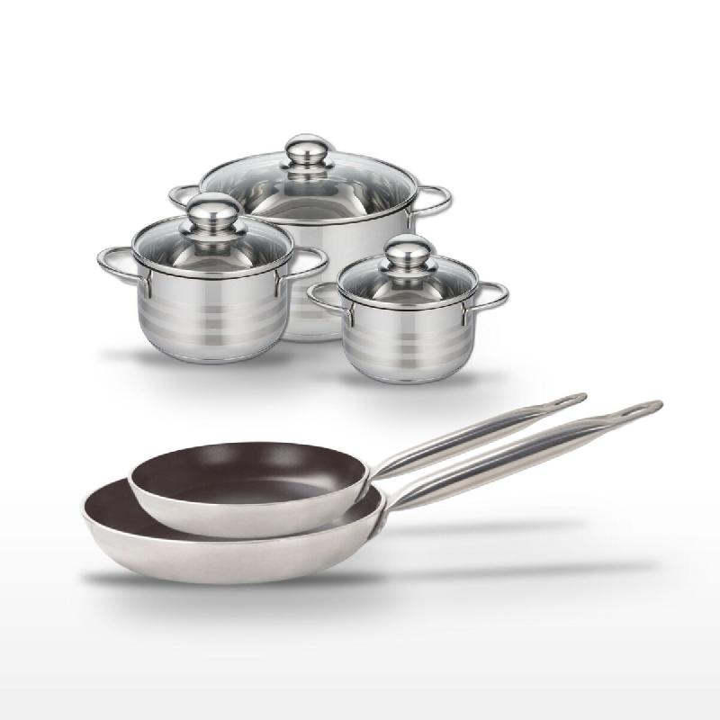Lot de 3 Faitouts 14/16/24 cm et 2 Poêles 28/32 cm Elo Bistro Line - noir 3176239986198_0