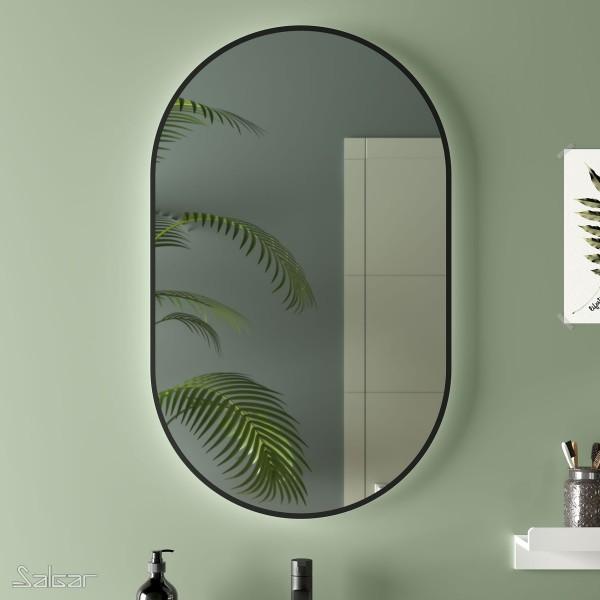 MIROIR OLIMPIA 920 VERTICAL AVEC LUMINAIRE LED (20 W.) IP44 BLACK VELVET 920 X 520 X 30 MM - SALGAR 91121