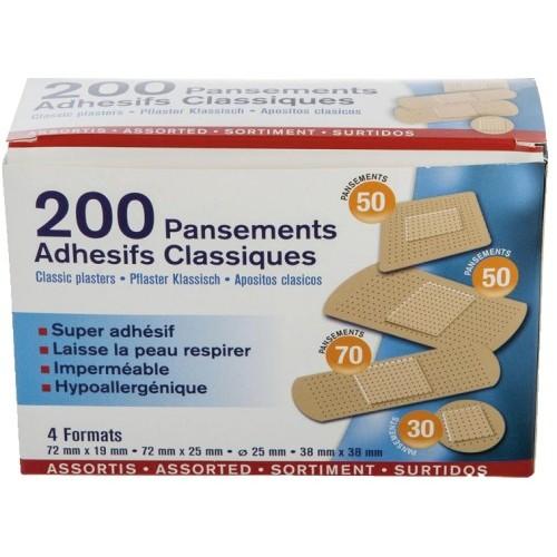 PANSEMENTS ADHÉSIFS ASSORTIS - 4 FORMATS - BOÎTE DE 200 ESCULAPE