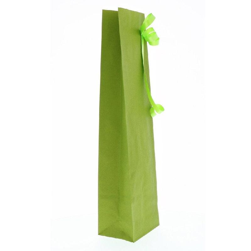 Pochette 1 bouteille en papier kraft vert 10x8x41cm - paquet de 50_0