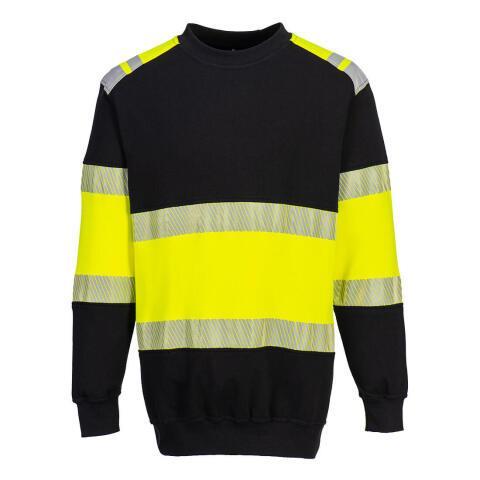 PORTWEST FR716 SWEAT-SHIRT PW3 MODAFLAME HV CLASSE 1 JAUNE/NOIR - TAILLE S