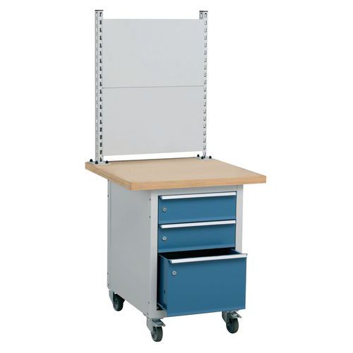 POSTE QUALITE MOBILE 3 TIROIRS PLATEAU MULTIPL IS 750X750X17