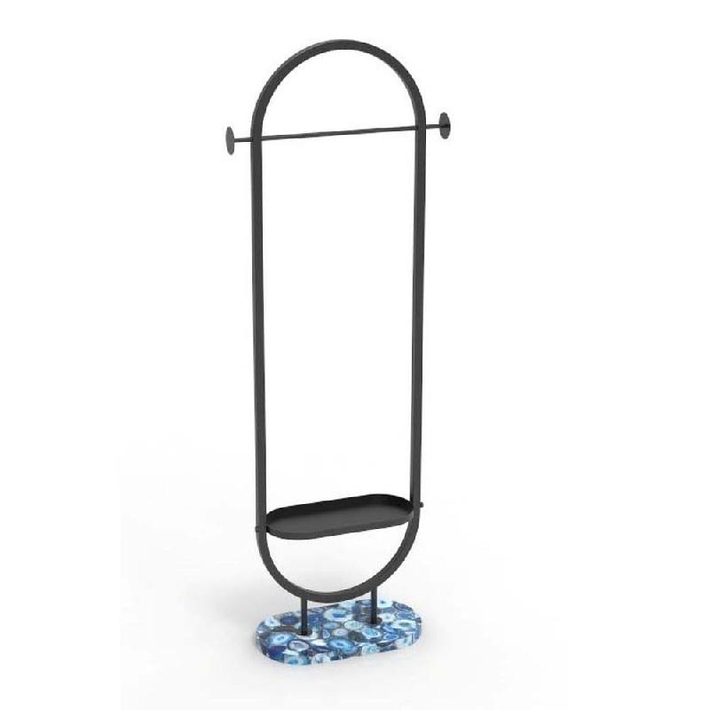 Présentoir central Minea Blue tablette et penderie socle en agate 66x30x181cm_0