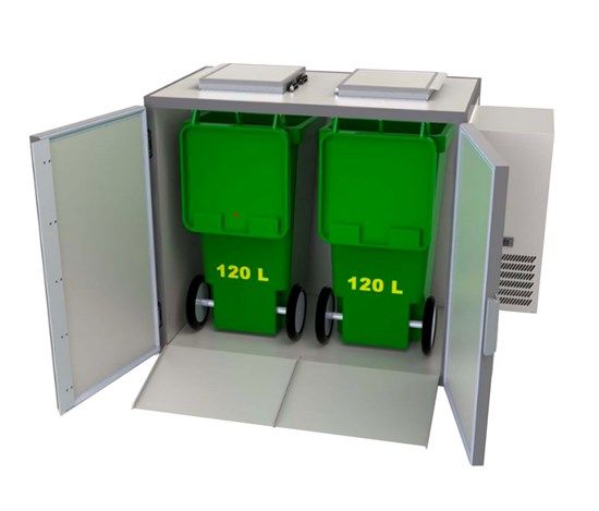 Refroidisseur de poubelle 2 x 120 L - Acier inoxydable - Froid ventilé - Température 4 à 10°C_0