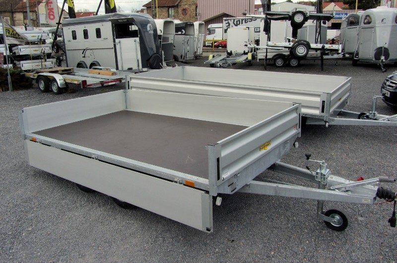 Remorque plateau Humbaur HT 203116 - structure modulaire en acier galvanisé, 2 essieux freinés, ridelles alu_0