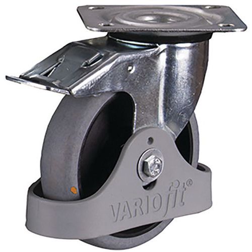 RÔLE PIVOTANTE AVEC FREIN EN CAOUTCHOUC PLEIN ESD 125X32MM - VARIOFIT